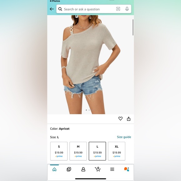 Chain Detail Asymmetrical Neck Waffle Knit Tee *NEW* - Picture 8 of 8